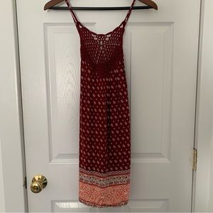 LA Hearts Pacsun Red Crochet Neckline Dress